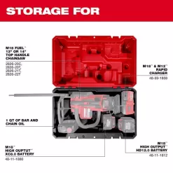 Milwaukee M18 FUEL 14 in. 18V Lithium-Ion Brushless Cordless Battery Top Handle Chainsaw with Chainsaw Carrying Case, Blower