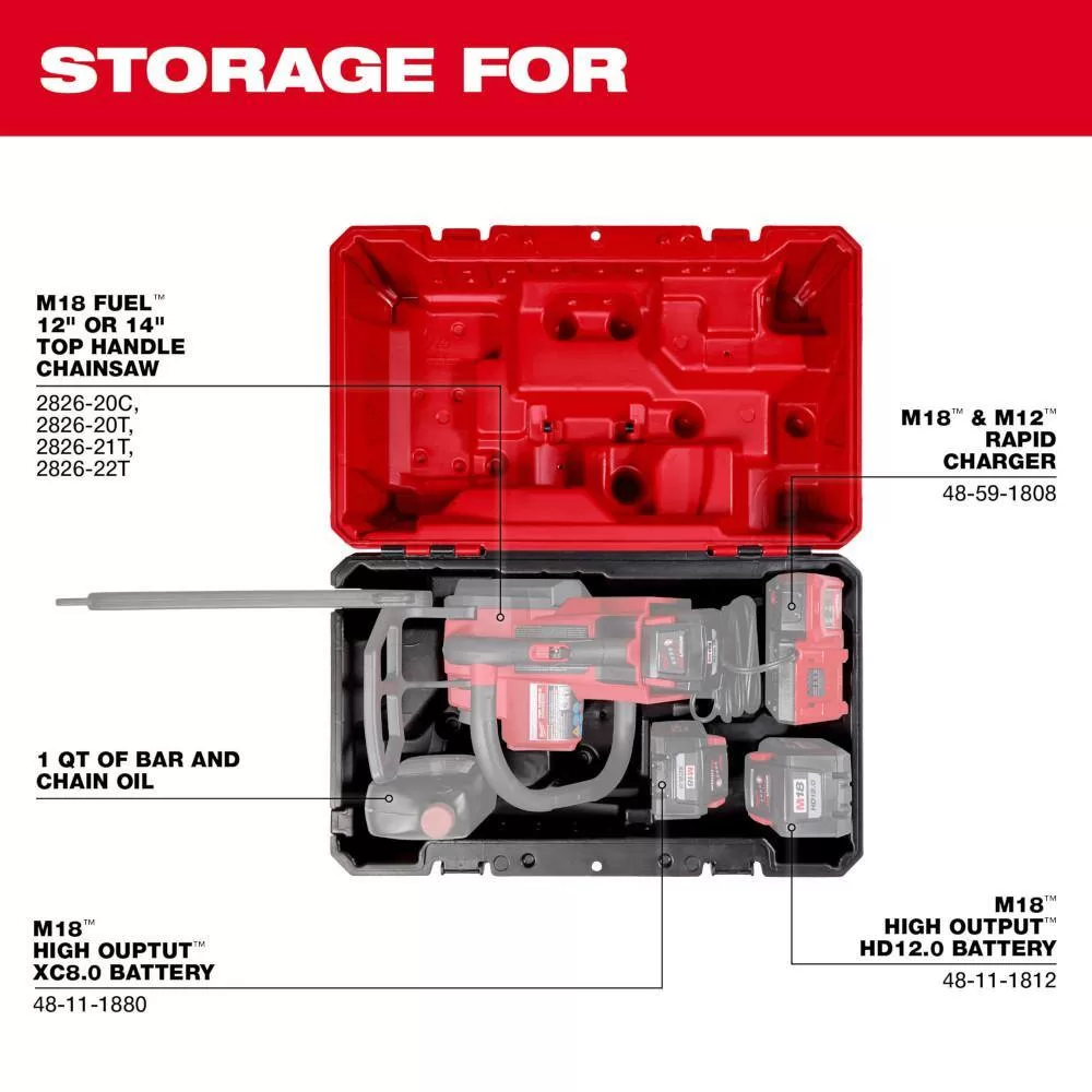Milwaukee M18 FUEL 14 in. 18V Lithium-Ion Brushless Cordless Battery Top Handle Chainsaw with Chainsaw Carrying Case, Blower