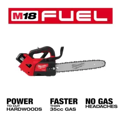Milwaukee M18 FUEL 14 in. Top Handle 18V Lithium-Ion Brushless Cordless Chainsaw 8.0 Ah Kit & M18 FUEL Pole Saw with QUIK-LOK