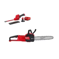 Milwaukee FUEL 8 in. 12V Lithium-Ion Brushless Cordless Hedge Trimmer Kit with M18 FUEL 14 in. Chainsaw (2-Tool)