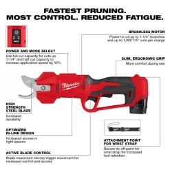 Milwaukee M12 FUEL 12V Brushless Cordless Brushless Cordless Pruner w/M12 6 in. Pruning Saw, 4.0 Ah & 2.0 Ah Battery, Charger