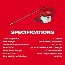 Milwaukee M12 FUEL 12V Brushless Cordless Brushless Cordless Pruner w/M12 1 Gal. Handheld Sprayer, (2) 2.0 Ah Battery, Charger