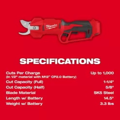 Milwaukee M12 FUEL 12V Brushless Cordless Brushless Cordless Pruner w/M12 8 in. Hedge Trimmer, 4.0 Ah & 2.0 Ah Battery, Charger