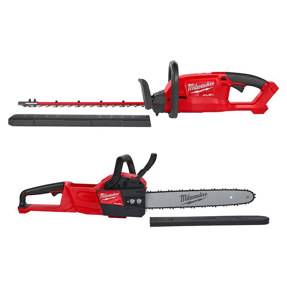 Milwaukee M18 FUEL 18 in. 18V Lithium-Ion Cordless Brushless Hedge Trimmer with 16 in. Chainsaw Combo (2-Tool)