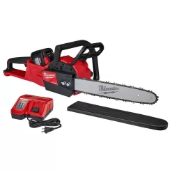 Milwaukee M18 FUEL 18 in. 18V Lithium-Ion Cordless Brushless Hedge Trimmer w/16 in. Chainsaw 12AH Battery & Charger (2-Tool)