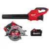Milwaukee M18 FUEL 120 MPH 450 CFM 18V Lithium-Ion Brushless Cordless Handheld Blower w/M18 7-1/4 in. Circular Saw, 6.0 Ah Battery