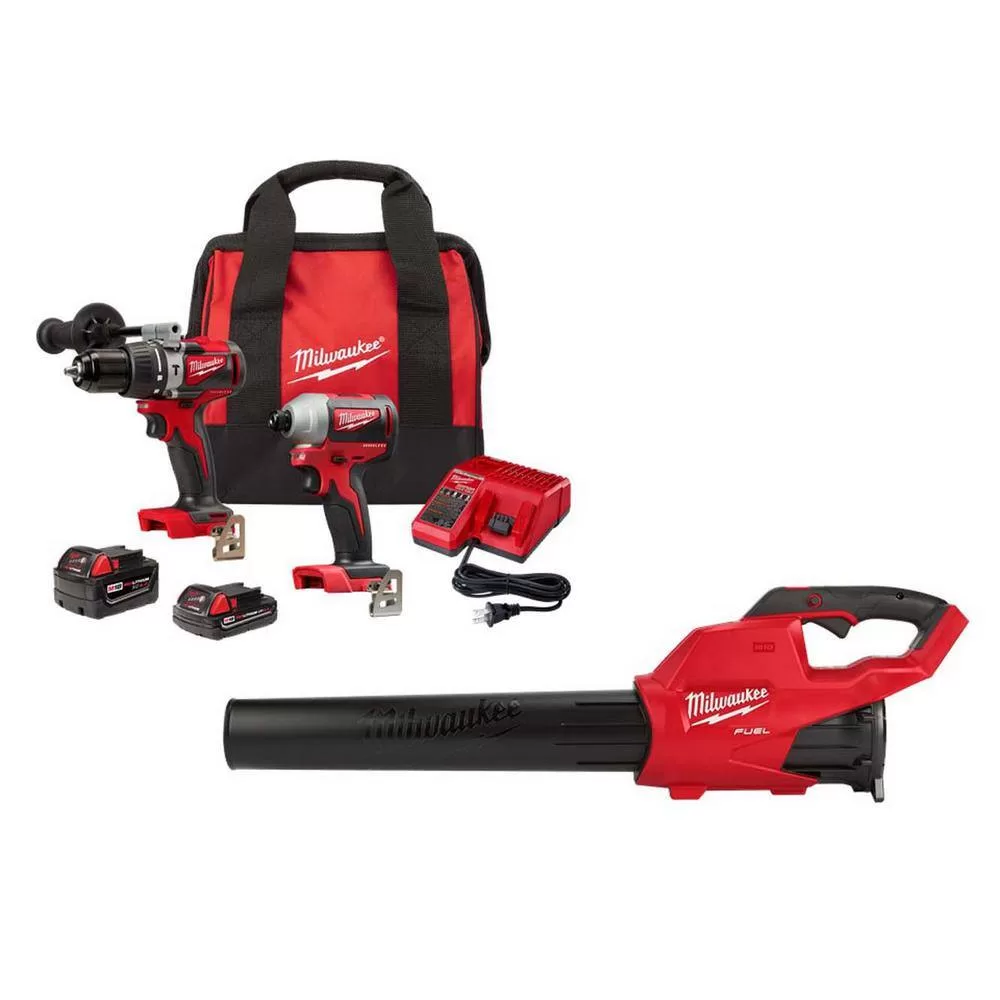 Milwaukee M18 FUEL 120 MPH 450 CFM 18V Lithium-Ion Brushless Cordless Handheld Blower w/M18 Brushless Hammer Drill/Impact Combo