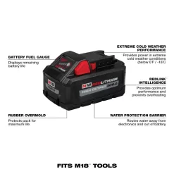 Milwaukee 2724-20-48-11-1868-2727-20 M18 FUEL 120 MPH 450 CFM 18V Lithium-Ion Brushless Cordless Handheld Blower w/8.0 Ah & 6.0Ah Batteries, Chainsaw