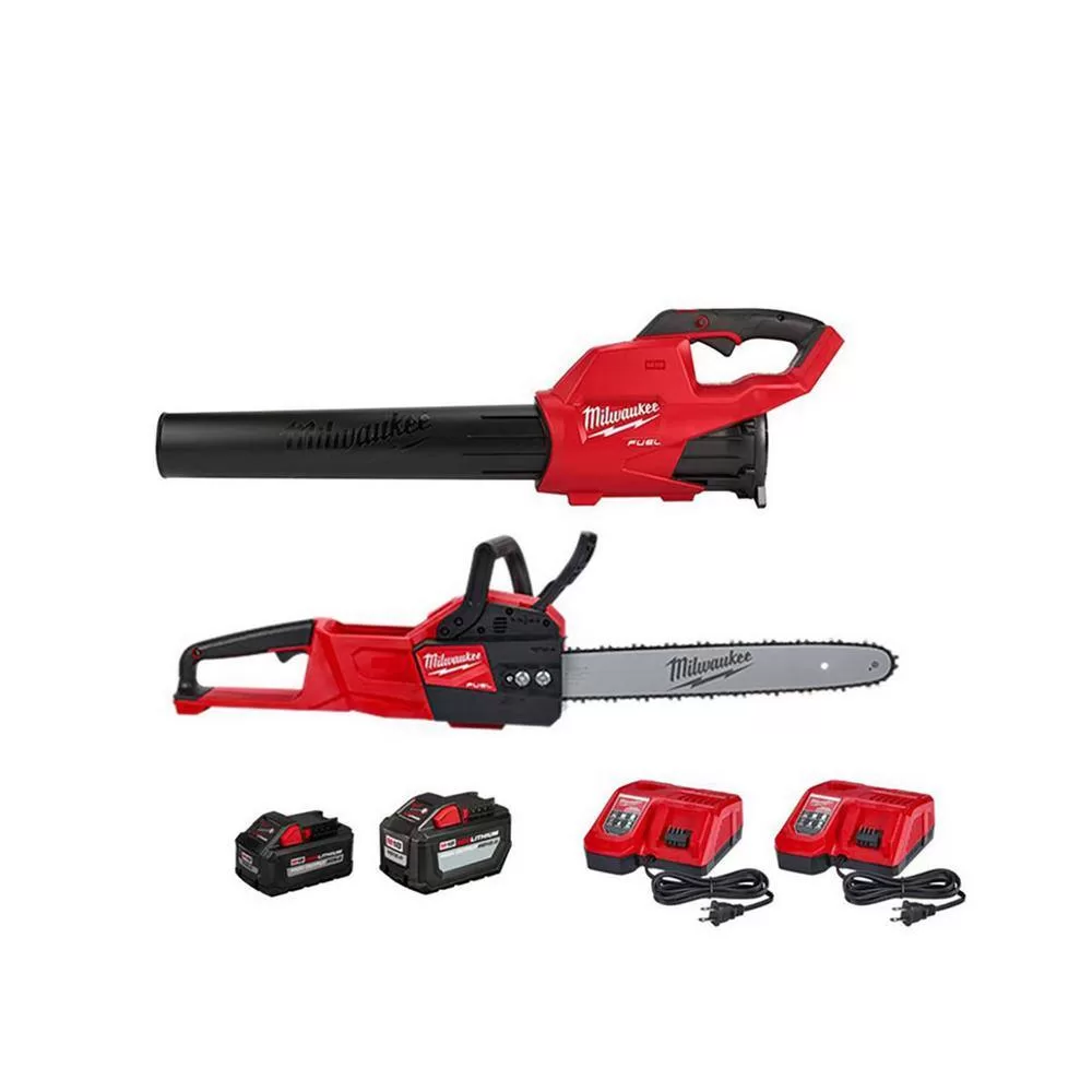 Milwaukee 2724-21HD-2727-21HD M18 FUEL 120 MPH 450 CFM 18V Lithium-Ion Brushless Cordless Handheld Blower w/M18 FUEL Chainsaw Combo Kit (2-Tool)