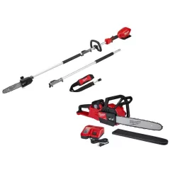 Milwaukee M18 FUEL 10 in. 18V Lithium-Ion Brushless Cordless Pole Saw with 16 in. Cordless Electric Chainsaw Kit
