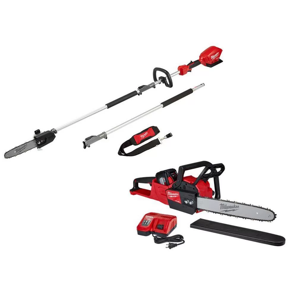 Milwaukee M18 FUEL 10 in. 18V Lithium-Ion Brushless Cordless Pole Saw with 16 in. Cordless Electric Chainsaw Kit