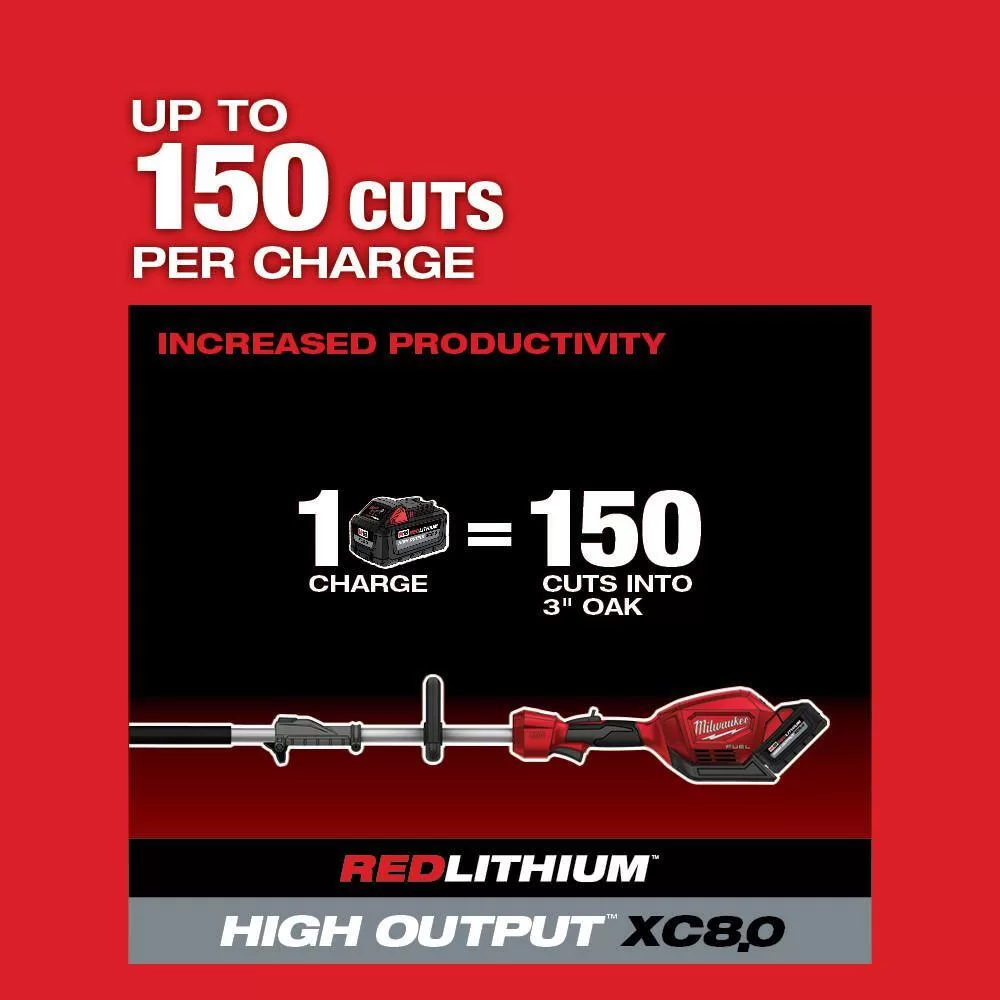 Milwaukee M18 FUEL 10 in. 18V Lithium-Ion Brushless Electric Cordless Pole Saw with QUIK-LOK and 6.0 Ah High Output Battery
