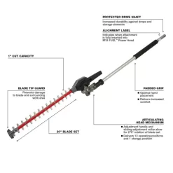 Milwaukee M18 FUEL 10 in. 18V Lithium-Ion Brushless Electric Cordless Pole Saw with String Trimmer Hedge Trimmer Edger Attachments