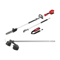 Milwaukee M18 FUEL 10 in. 18V Lithium-Ion Brushless Electric Cordless Pole Saw w/M18 QUIK-LOK 16 in. String Trimmer Attachment