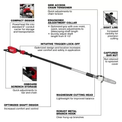 Milwaukee 3013-20-2724-20 M18 FUEL 10 in. 18V Lithium-Ion Brushless Electric Cordless Telescoping Pole Saw w/M18 FUEL Blower (2-Tool)
