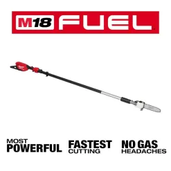 Milwaukee M18 FUEL 10 in. 18V Lithium-Ion Brushless Electric Cordless Telescoping Pole Saw w/(2) 10 in. Telescoping Saw Chain