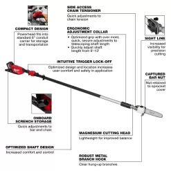 Milwaukee M18 FUEL 10 in. 18V Lithium-Ion Brushless Electric Cordless Telescoping Pole Saw Kit w/12.0 Ah Battery and Rapid Charger