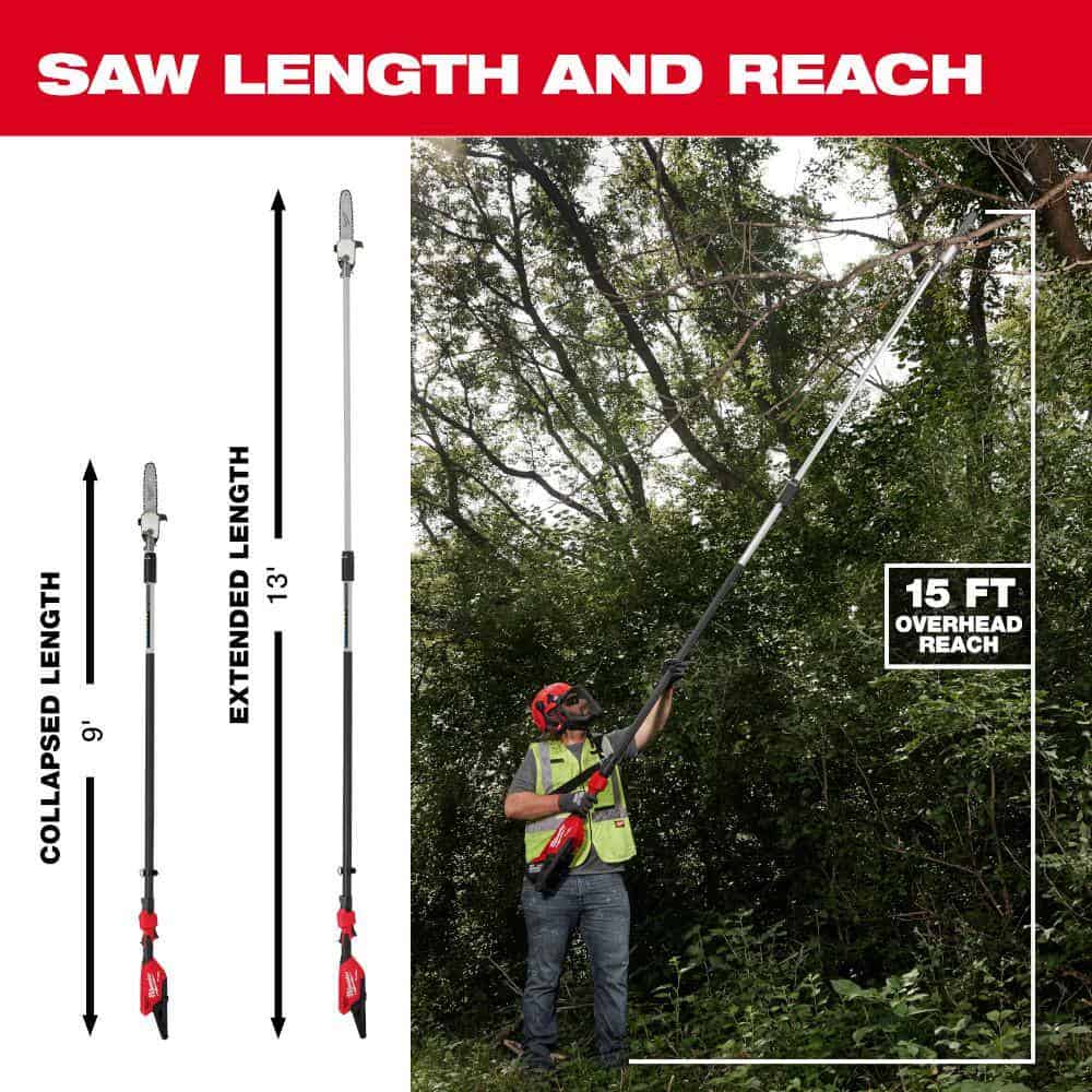 Milwaukee M18 FUEL 10 in. 18V Lithium-Ion Brushless Electric Cordless Telescoping Pole Saw Kit w/12.0 Ah Battery and Rapid Charger