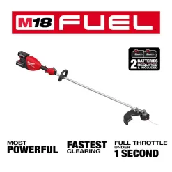 Milwaukee M18 FUEL 18V Brushless Cordless 17 in. Dual Battery Straight Shaft String Trimmer with (2) 8.0 Ah Batteries and Charger