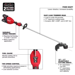 Milwaukee M18 FUEL 18V Brushless Cordless 17 in. Dual Battery Straight Shaft String Trimmer with (2) 8.0 Ah Batteries and Charger