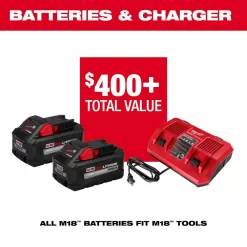 Milwaukee M18 FUEL 18V Brushless Cordless 17 in. Dual Battery Straight Shaft String Trimmer with (2) 8.0 Ah Batteries and Charger