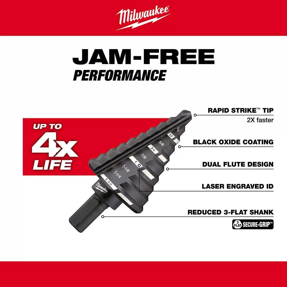 Milwaukee 48-89-9224-48-89-9224 Black Oxide Step Drill Bit Set (12-Piece)
