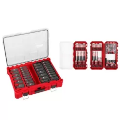 Milwaukee SHOCKWAVE Impact-Duty 1/2 in. Drive Metric & SAE Deep Well PACKOUT Impact Socket Set w/Screw Driver Bit Set (131-Piece)