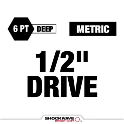 Milwaukee 49-66-7015-49-66-7015 SHOCKWAVE 1/2 in. Drive Metric 6 Point Impact Socket Set (58-Piece)