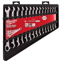 Milwaukee 48-22-9516-48-22-9416 Ratcheting Combination SAE and Metric Wrench Mechanics Tool Set (30-Piece)