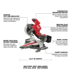 Milwaukee M18 FUEL 18V Lithium-Ion Brushless Cordless 10 in. Dual Bevel Sliding Compound Miter Saw (Tool-Only)
