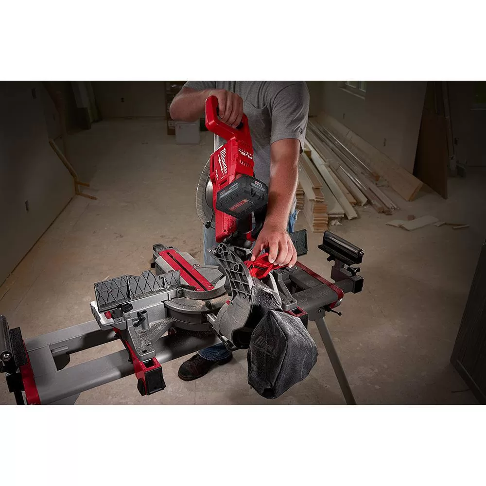 Milwaukee 2734-21-48-08-0551 M18 FUEL 18V Lithium-Ion Brushless Cordless 10 in. Dual Bevel Sliding Compound Miter Saw Kit with Miter Saw Stand