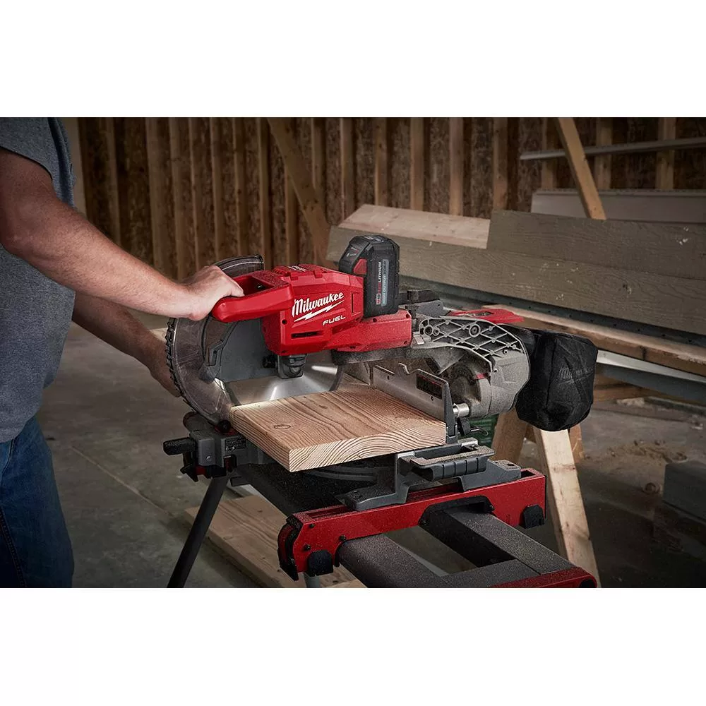 Milwaukee 2734-21-48-08-0551 M18 FUEL 18V Lithium-Ion Brushless Cordless 10 in. Dual Bevel Sliding Compound Miter Saw Kit with Miter Saw Stand