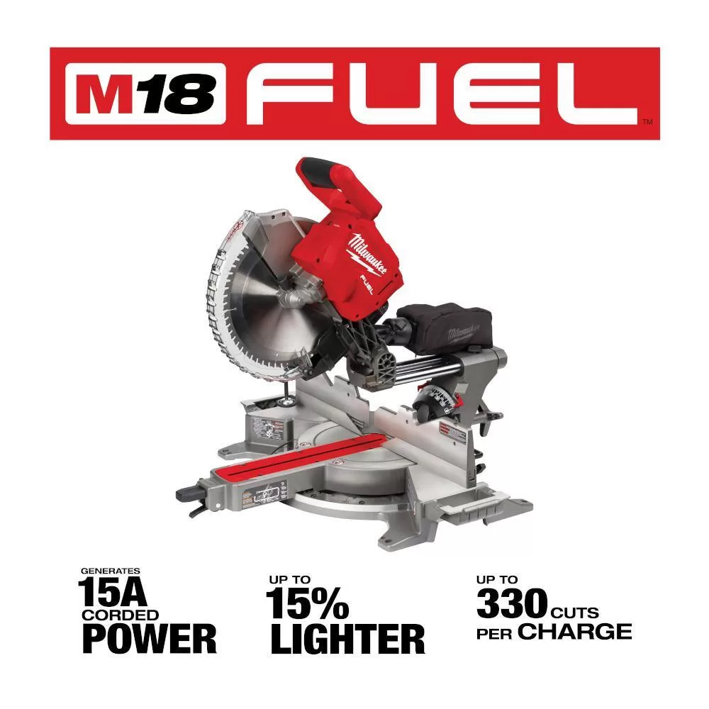 Milwaukee 2739-20 M18 FUEL 18V Lithium-Ion Brushless Cordless 12 in. Dual Bevel Sliding Compound Miter Saw (Tool-Only)
