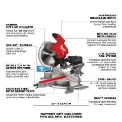 Milwaukee 2739-20 M18 FUEL 18V Lithium-Ion Brushless Cordless 12 in. Dual Bevel Sliding Compound Miter Saw (Tool-Only)