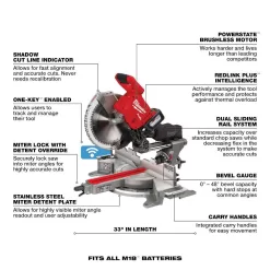 Milwaukee 2739-21HD M18 FUEL 18V Lithium-Ion Brushless Cordless 12 in. Dual Bevel Sliding Compound Miter Saw Kit with One 12.0Ah Battery