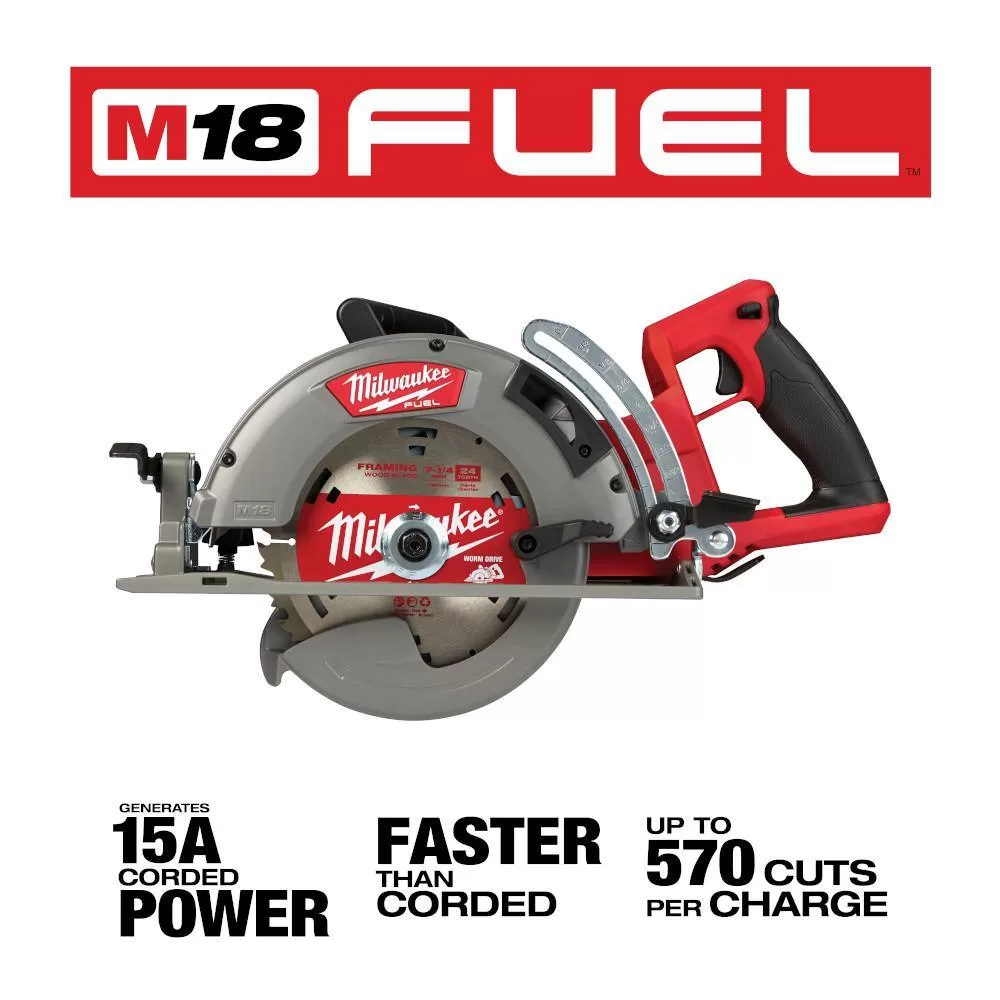 Milwaukee M18 FUEL Brushless Cordless 2 Gal. Compact Quiet Compressor w/M18 FUEL Cordless 7-1/4 in. Rear Handle Circular Saw
