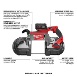 Milwaukee M18 FUEL 18V Lithium-Ion Brushless Cordless Deep Cut Band Saw with Two 5.0Ah Batteries, Charger, Hard Case