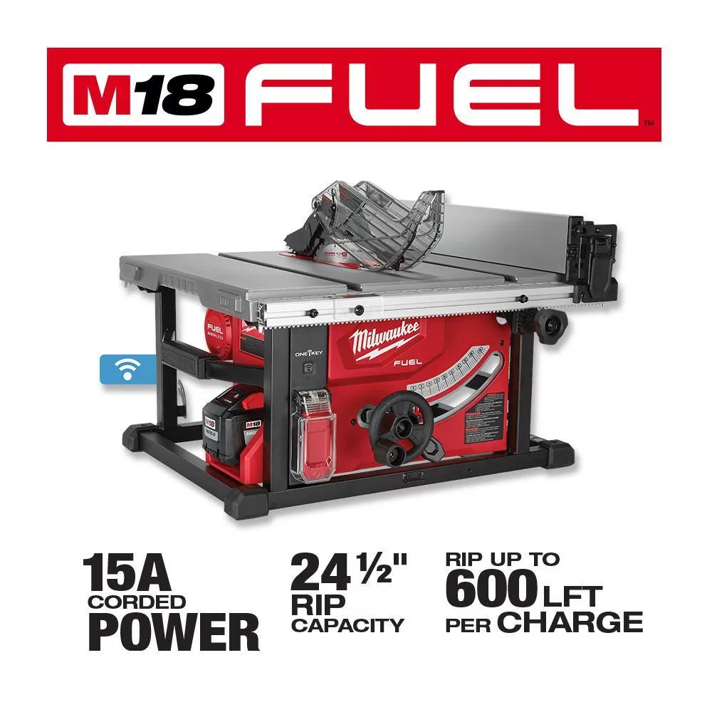 Milwaukee 2736-21HD-48-08-0561 M18 FUEL ONE-KEY 18-Volt Lithium-Ion Brushless Cordless 8-1/4 in. Table Saw Kit with (1) 12.0Ah Battery and Stand