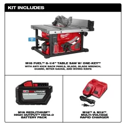 Milwaukee 2736-21HD-48-08-0561 M18 FUEL ONE-KEY 18-Volt Lithium-Ion Brushless Cordless 8-1/4 in. Table Saw Kit with (1) 12.0Ah Battery and Stand