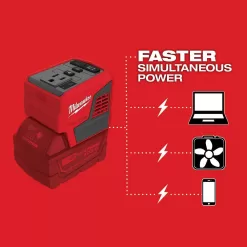 Milwaukee 2846-20-48-11-1862 M18 18-Volt Lithium-Ion 175-Watt Powered Compact Inverter for M18 Batteries with (2) M18 HIGH OUTPUT 6.0 Ah Batteries