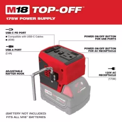 Milwaukee M18 18-Volt Lithium-Ion High Output 12.0Ah Battery with (2) 3.0Ah Batteries and M18 Compact Inverter with 6.0Ah Battery