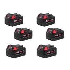 Milwaukee 48-11-1852X6 M18 18V Lithium-Ion XC Extended Capacity Battery Pack 5.0Ah (6-Pack)