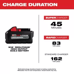 Milwaukee 48-11-1880-48-11-1880-48-11-1880 M18 18-Volt Lithium-Ion High Output XC 8.0 Ah Battery (3-Pack)