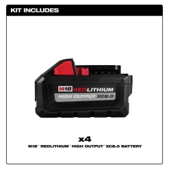 Milwaukee 48-11-1882-48-11-1882 M18 18-Volt Lithium-Ion High Output XC 8.0 Ah Battery (4-Pack)