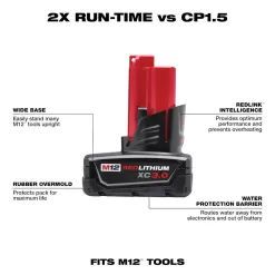 Milwaukee 48-11-2412X3 M12 12-Volt Lithium-Ion XC Extended Capacity 3.0 Ah Battery Pack (6-Pack)