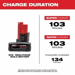 Milwaukee 48-11-2460X4 M12 12-Volt Lithium-Ion XC Extended Capacity Battery Pack 6.0Ah (4-Pack)