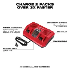 Milwaukee 48-59-1882 M18 18V Lithium-Ion Dual Bay Rapid Battery Charger w/ (2) 8Ah HIGH OUTPUT Batteries