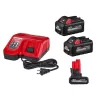 Milwaukee 48-59-1808-48-11-1862-48-11-2450 M18/M12 Rapid Charger W/(2) M18 HIGH OUTPUT XC6.0 Batteries & (1) M12 HIGH OUTPUT XC5.0 Battery