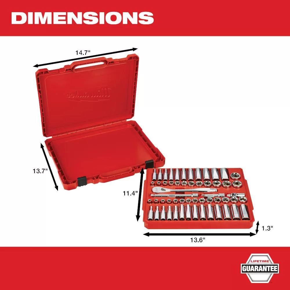 Milwaukee 3/8 in. Drive SAE/Metric Ratchet and Socket Mechanics Tool Set with SAE/Metric Flex-Head Combination Wrenches (86-Piece)