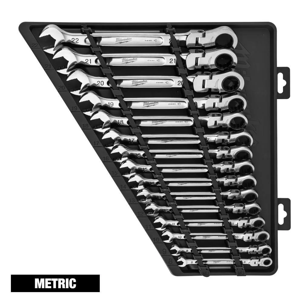 Milwaukee 3/8 in. Drive SAE/Metric Ratchet and Socket Mechanics Tool Set with SAE/Metric Flex-Head Combination Wrenches (86-Piece)
